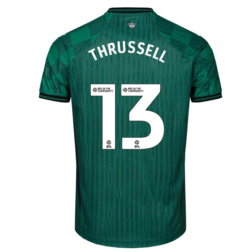 Danxen Kobiety Sebastian Thrussell #13 Zielono-Czarny Wyjazdowa Koszulka 2025/26 Koszulki Klubowe