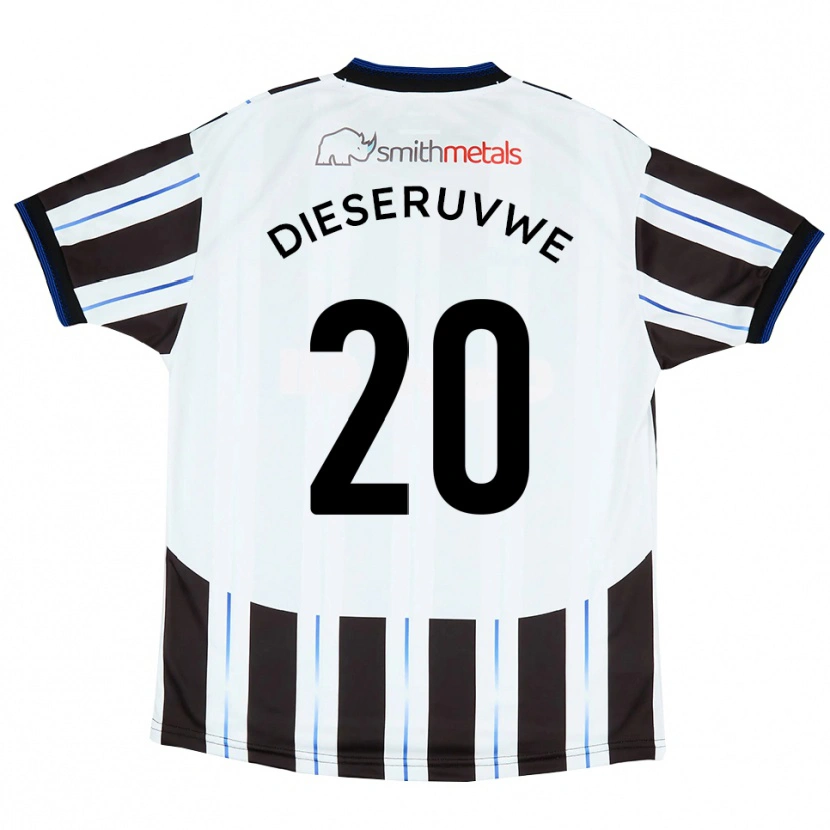Danxen Kobiety Emmanuel Dieseruvwe #20 Biało-Czarny Wyjazdowa Koszulka 2025/26 Koszulki Klubowe