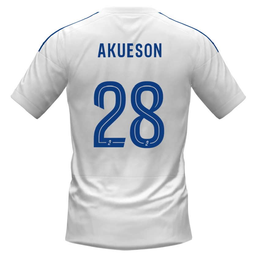 Danxen Kobiety Gustave Akueson #28 Biało-Niebieski Wyjazdowa Koszulka 2025/26 Koszulki Klubowe
