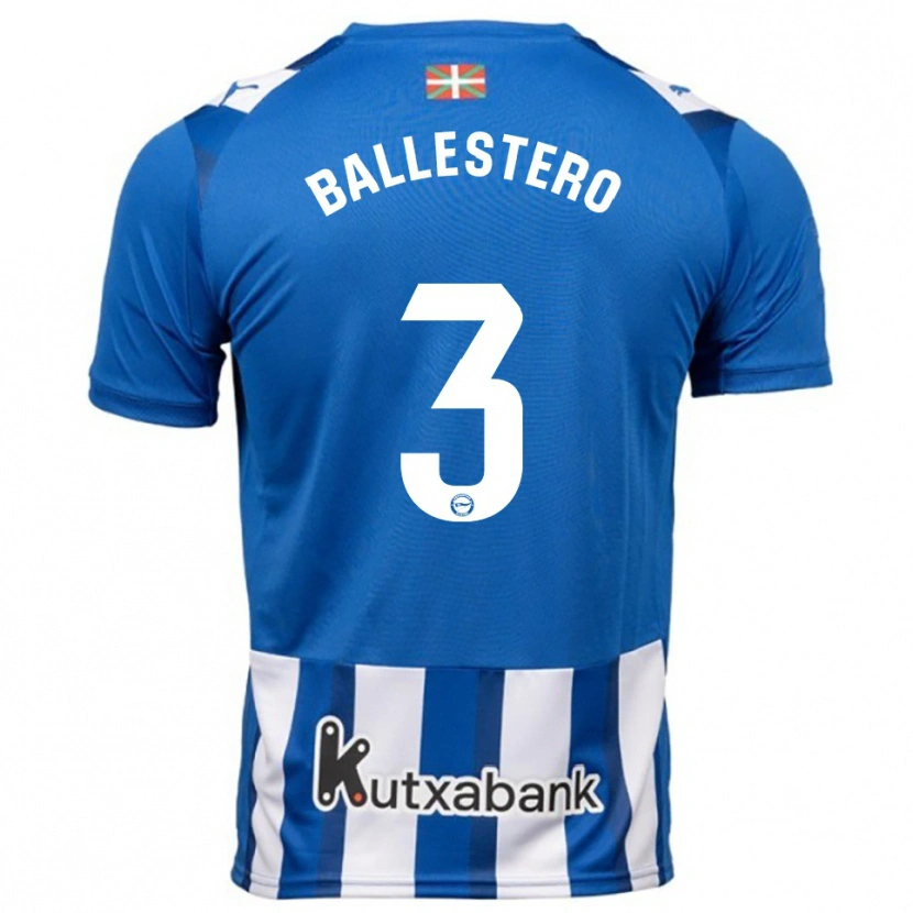 Danxen Dzieci Carlos Ballestero #3 Niebiesko-Biały Domowa Koszulka 2025/26 Koszulki Klubowe