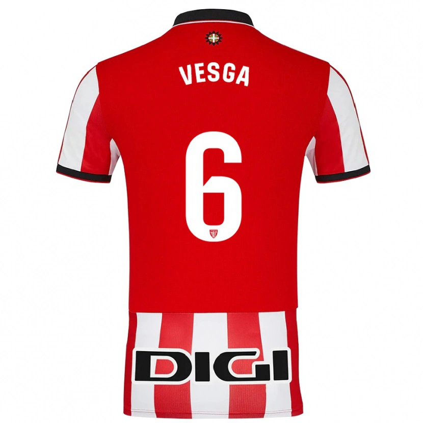 Danxen Dzieci Mikel Vesga #6 Czerwono-Biały Domowa Koszulka 2025/26 Koszulki Klubowe