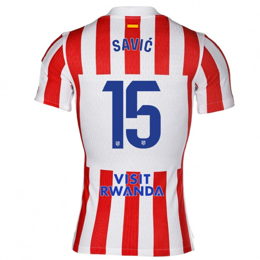 Danxen Dzieci Stefan Savic #15 Czerwono-Biały Domowa Koszulka 2025/26 Koszulki Klubowe