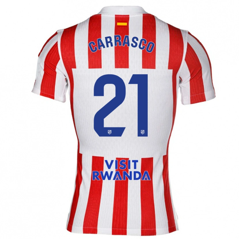 Danxen Dzieci Yannick Carrasco #21 Czerwono-Biały Domowa Koszulka 2025/26 Koszulki Klubowe
