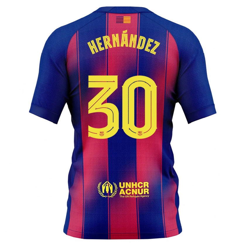 Danxen Dzieci Juan Hernández #30 Niebiesko-Czerwony Domowa Koszulka 2025/26 Koszulki Klubowe
