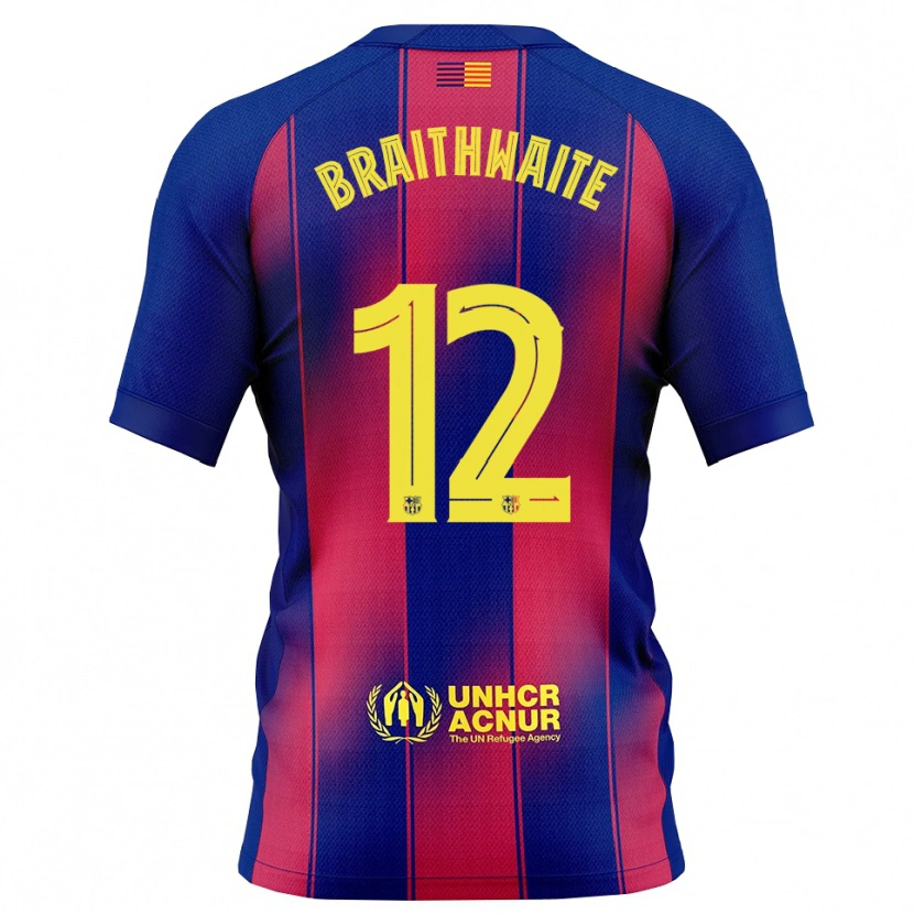 Danxen Dzieci Martin Braithwaite #12 Niebiesko-Czerwony Domowa Koszulka 2025/26 Koszulki Klubowe