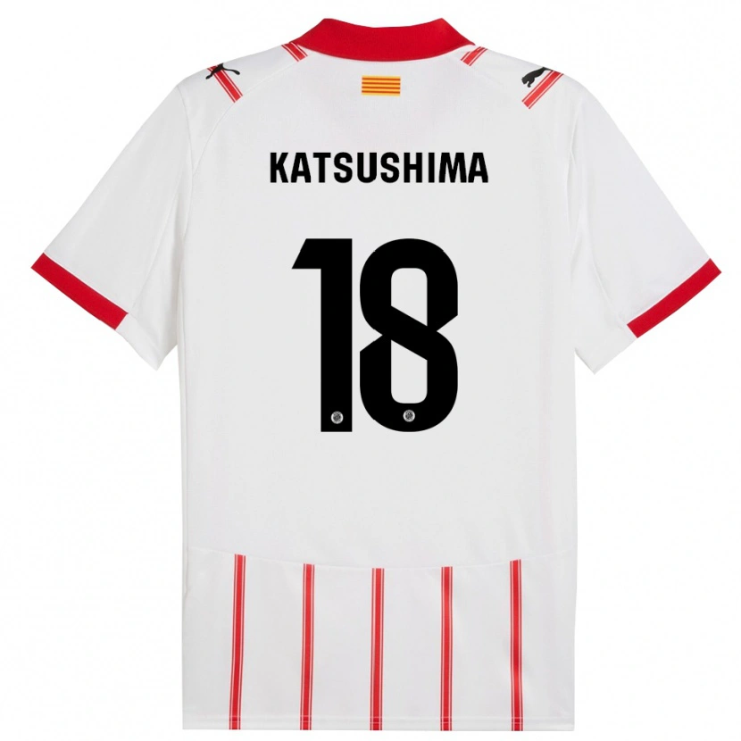 Danxen Dzieci Shinnosuke Katsushima #18 Biało-Czerwony Domowa Koszulka 2025/26 Koszulki Klubowe