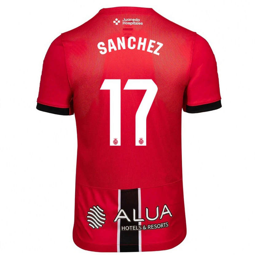 Danxen Dzieci Avelino Sánchez #17 Czerwono-Czarny Domowa Koszulka 2025/26 Koszulki Klubowe