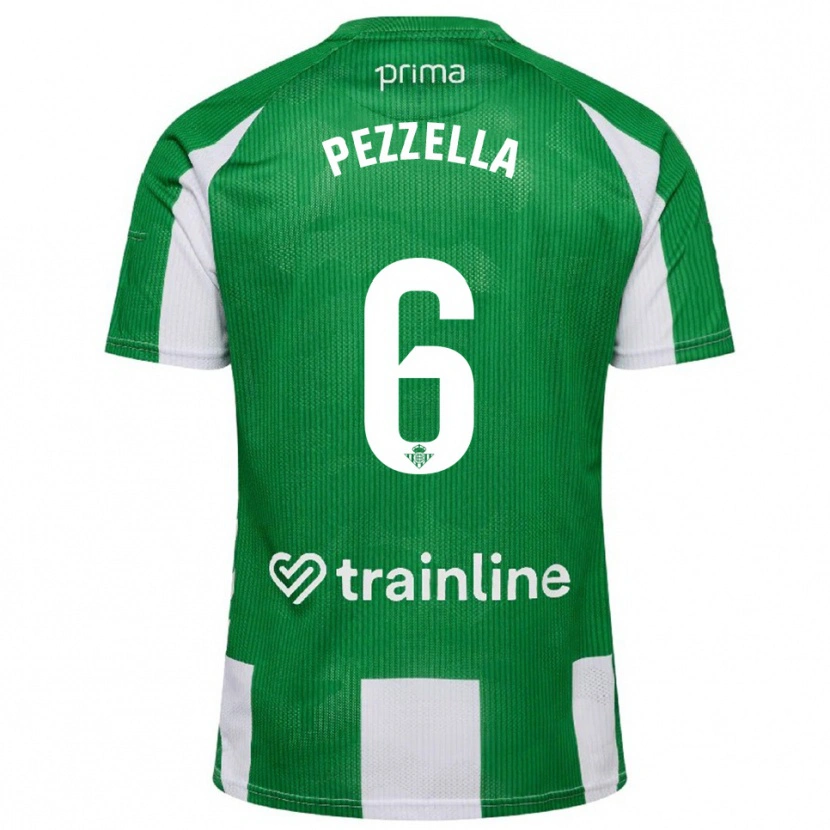 Danxen Dzieci German Pezzella #6 Zielono-Biały Domowa Koszulka 2025/26 Koszulki Klubowe