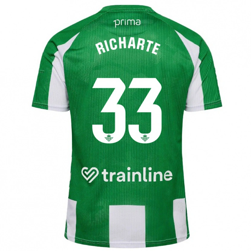 Danxen Dzieci Rubén Richarte #33 Zielono-Biały Domowa Koszulka 2025/26 Koszulki Klubowe
