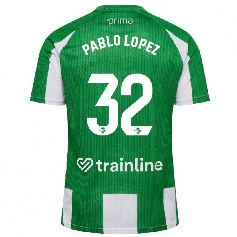 Danxen Dzieci Pablo López #32 Zielono-Biały Domowa Koszulka 2025/26 Koszulki Klubowe