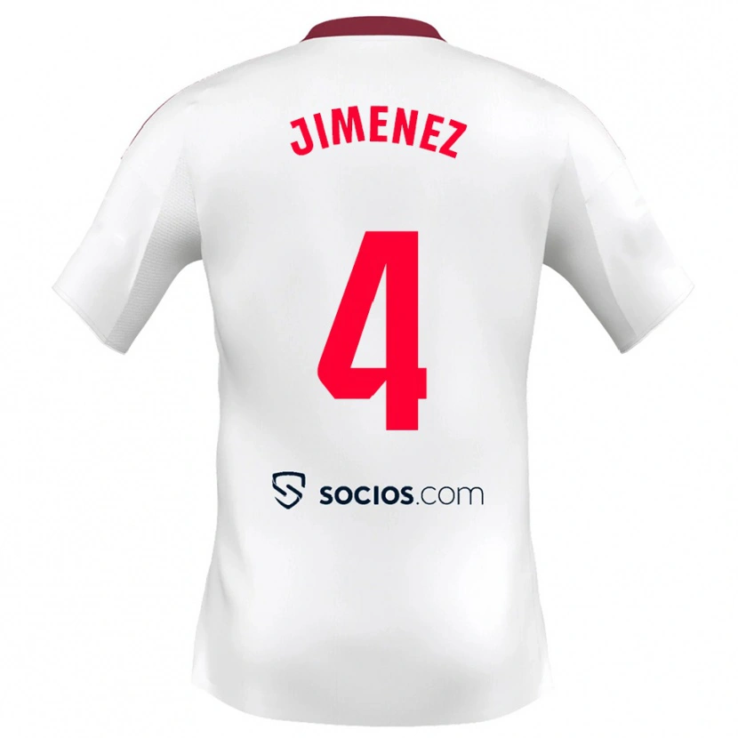 Danxen Dzieci Diego Jiménez #4 Biało-Czerwony Domowa Koszulka 2025/26 Koszulki Klubowe