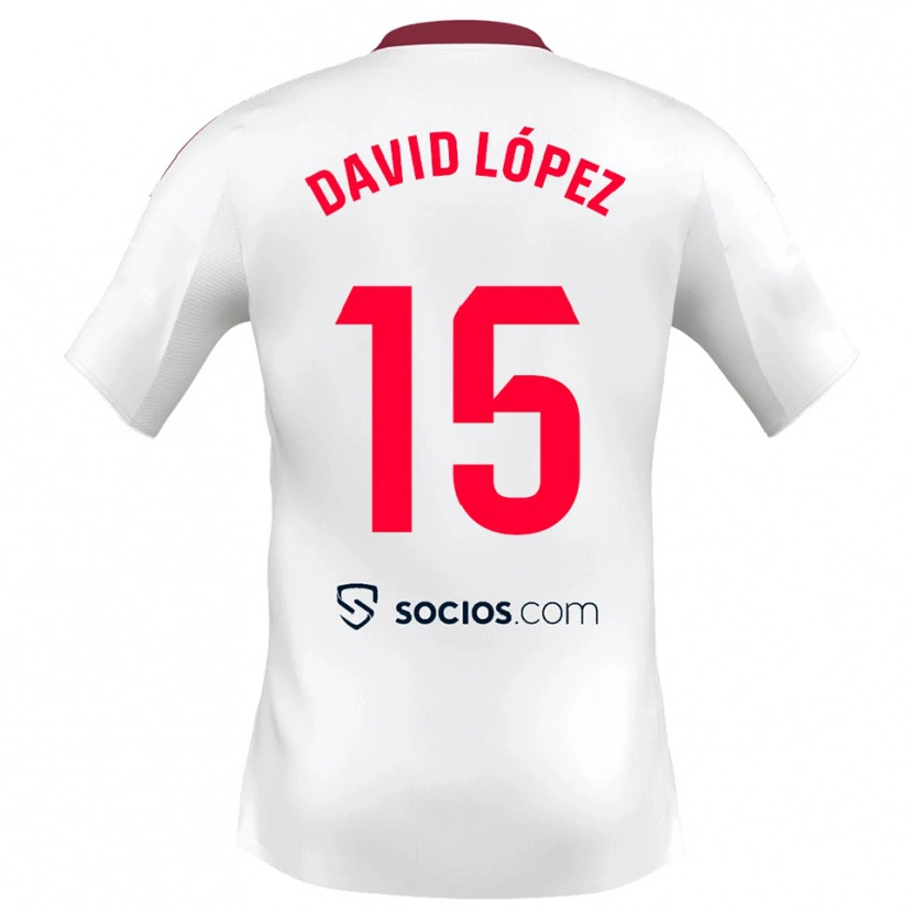 Danxen Dzieci David López #15 Biało-Czerwony Domowa Koszulka 2025/26 Koszulki Klubowe