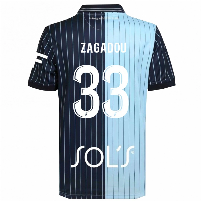 Danxen Dzieci Stephan Zagadou #33 Granatowo-Błękitny Domowa Koszulka 2025/26 Koszulki Klubowe