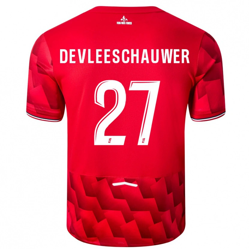 Danxen Dzieci Gwenaëlle Devleeschauwer #27 Czerwono-Biały Domowa Koszulka 2025/26 Koszulki Klubowe