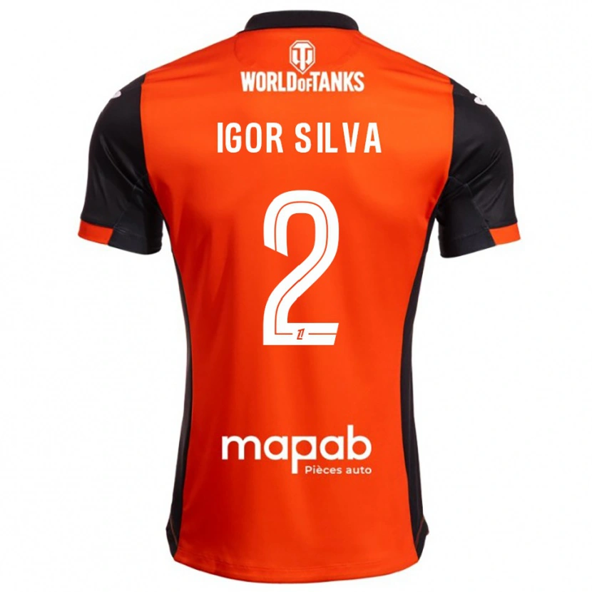 Danxen Dzieci Igor Silva #2 Czarno-Pomarańczowy Domowa Koszulka 2025/26 Koszulki Klubowe