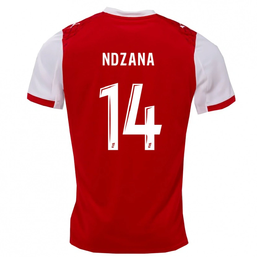 Danxen Dzieci Parfait-Anthony Ndzana #14 Czerwono-Biały Domowa Koszulka 2025/26 Koszulki Klubowe