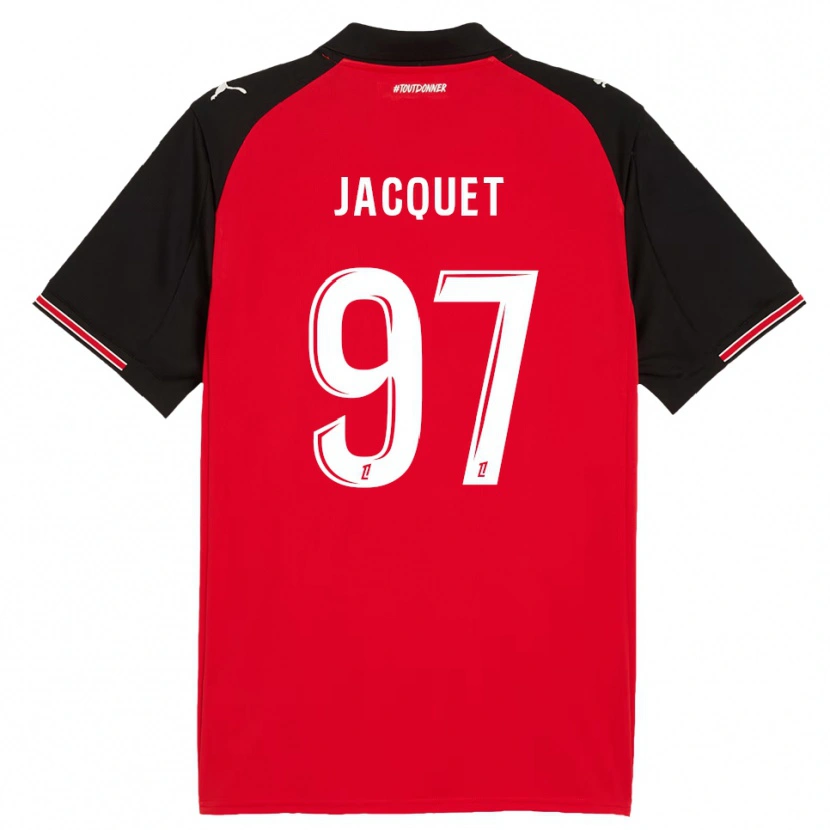 Danxen Dzieci Jérémy Jacquet #97 Czerwono-Czarny Domowa Koszulka 2025/26 Koszulki Klubowe