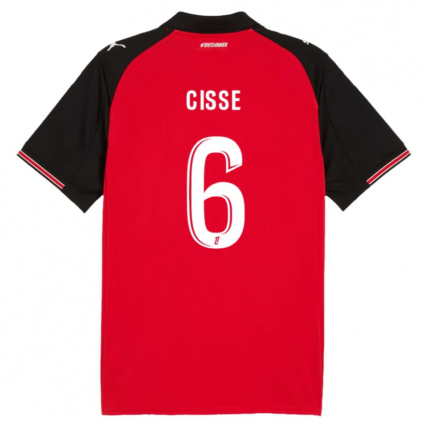 Danxen Dzieci Djaoui Cissé #6 Czerwono-Czarny Domowa Koszulka 2025/26 Koszulki Klubowe