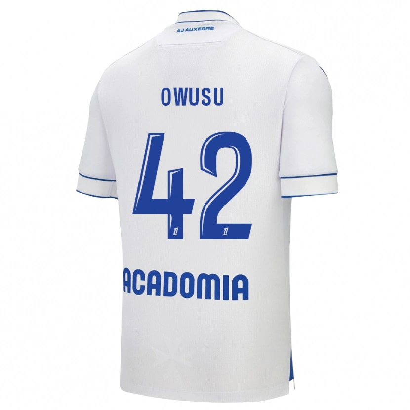 Danxen Dzieci Elisha Owusu #42 Biało-Niebieski Domowa Koszulka 2025/26 Koszulki Klubowe