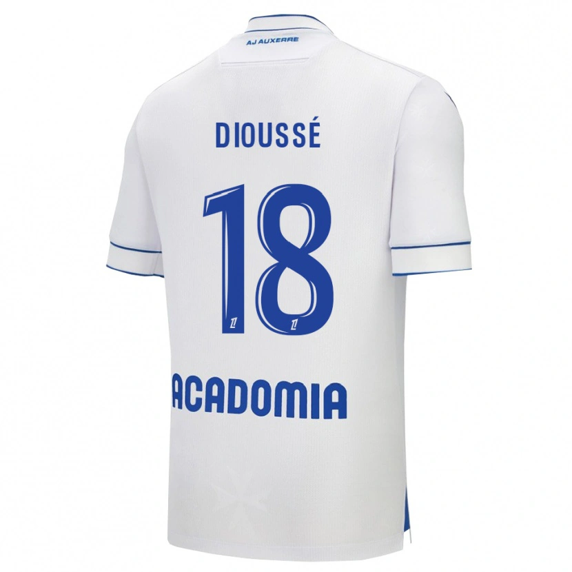 Danxen Dzieci Assane Dioussé #18 Biało-Niebieski Domowa Koszulka 2025/26 Koszulki Klubowe