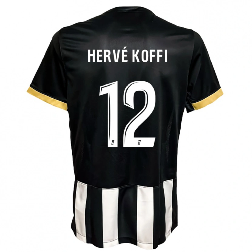 Danxen Dzieci Hervé Koffi #12 Czarno-Biały Domowa Koszulka 2025/26 Koszulki Klubowe