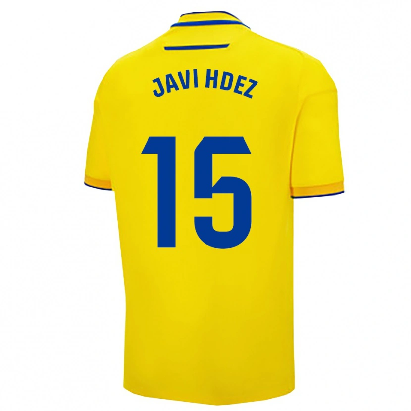 Danxen Dzieci Javi Hernández #15 Żółto-Granatowy Domowa Koszulka 2025/26 Koszulki Klubowe