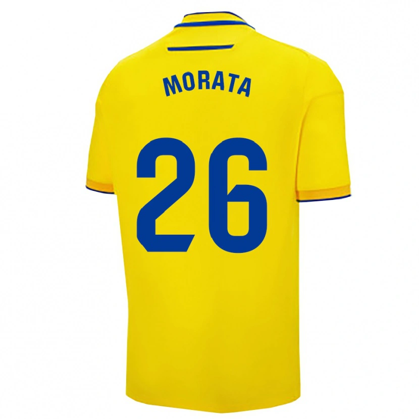 Danxen Dzieci Álex Morata #26 Żółto-Granatowy Domowa Koszulka 2025/26 Koszulki Klubowe