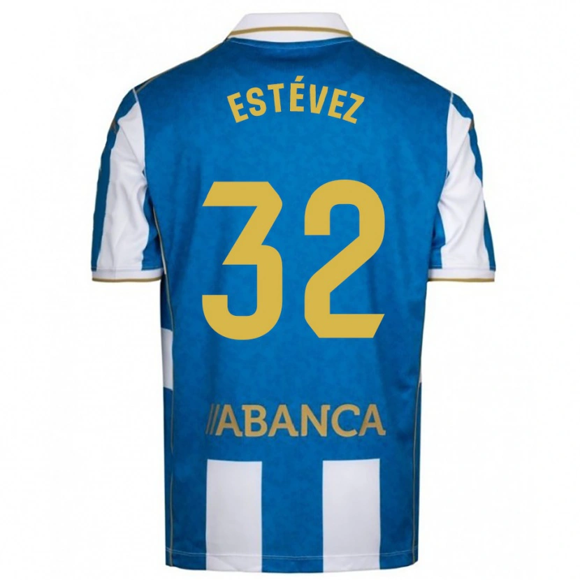 Danxen Dzieci Dani Estévez #32 Biało-Niebieski Domowa Koszulka 2025/26 Koszulki Klubowe