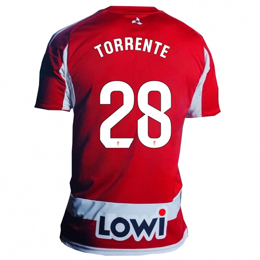 Danxen Dzieci Raúl Torrente #28 Czerwono-Biały Domowa Koszulka 2025/26 Koszulki Klubowe