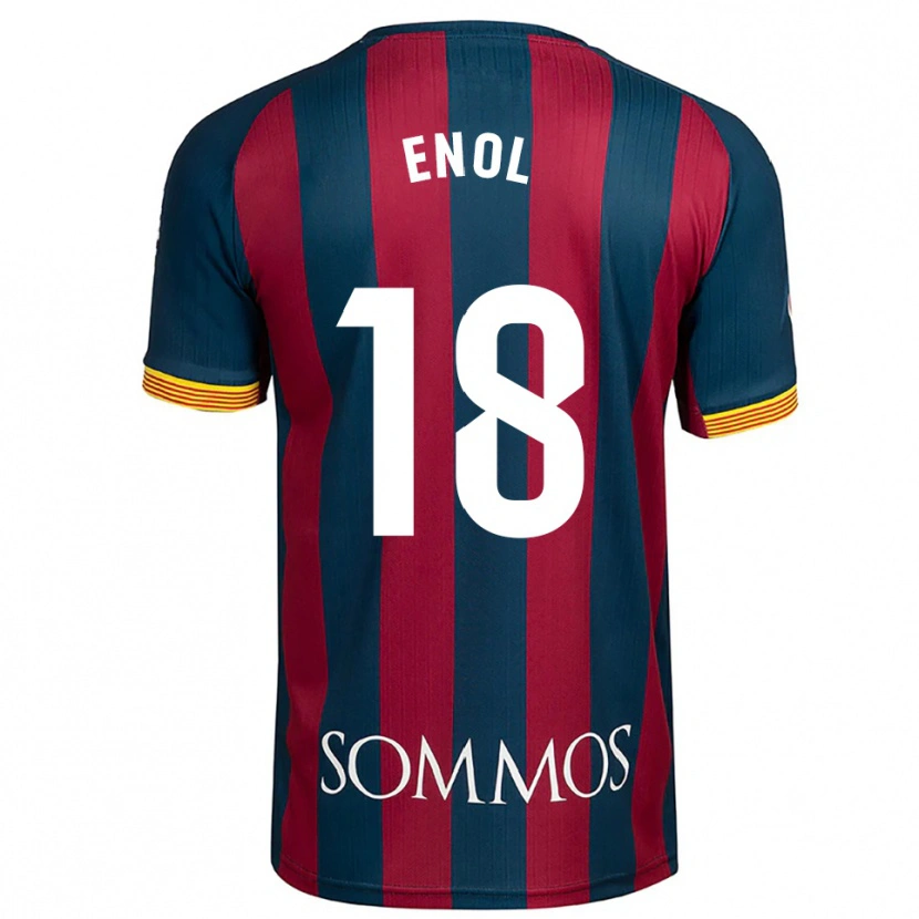 Danxen Dzieci Enol Rodríguez #18 Granatowo-Czerwony Domowa Koszulka 2025/26 Koszulki Klubowe