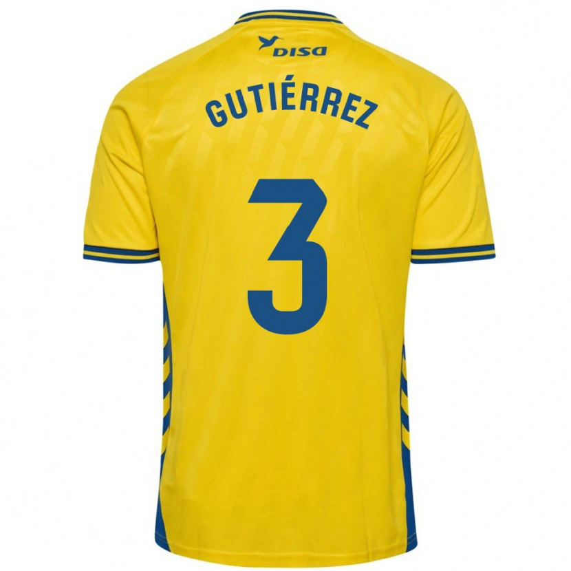 Danxen Dzieci Cristian Gutiérrez #3 Żółto-Niebieski Domowa Koszulka 2025/26 Koszulki Klubowe