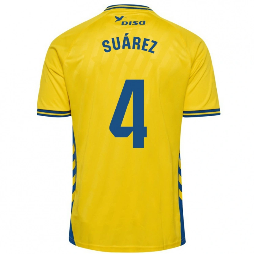 Danxen Dzieci Álex Suárez #4 Żółto-Niebieski Domowa Koszulka 2025/26 Koszulki Klubowe