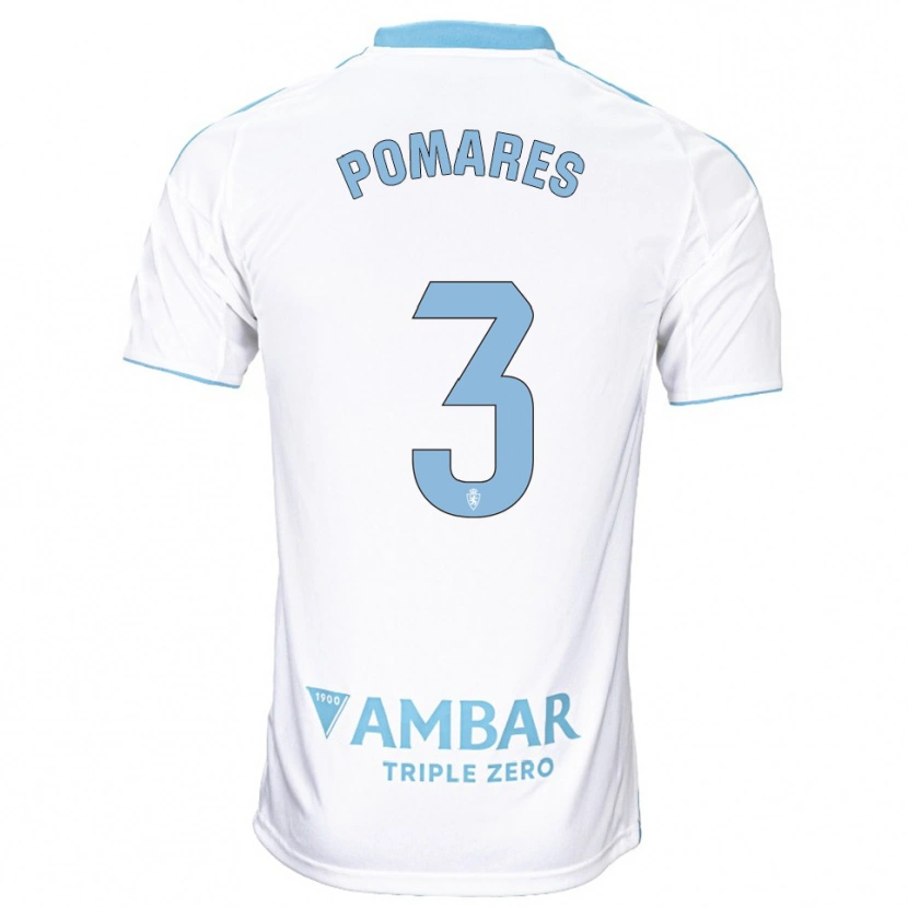 Danxen Dzieci Carlos Pomares #3 Biało-Błękitny Domowa Koszulka 2025/26 Koszulki Klubowe