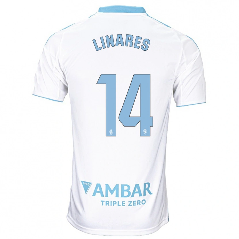 Danxen Dzieci Ángel Linares #14 Biało-Błękitny Domowa Koszulka 2025/26 Koszulki Klubowe