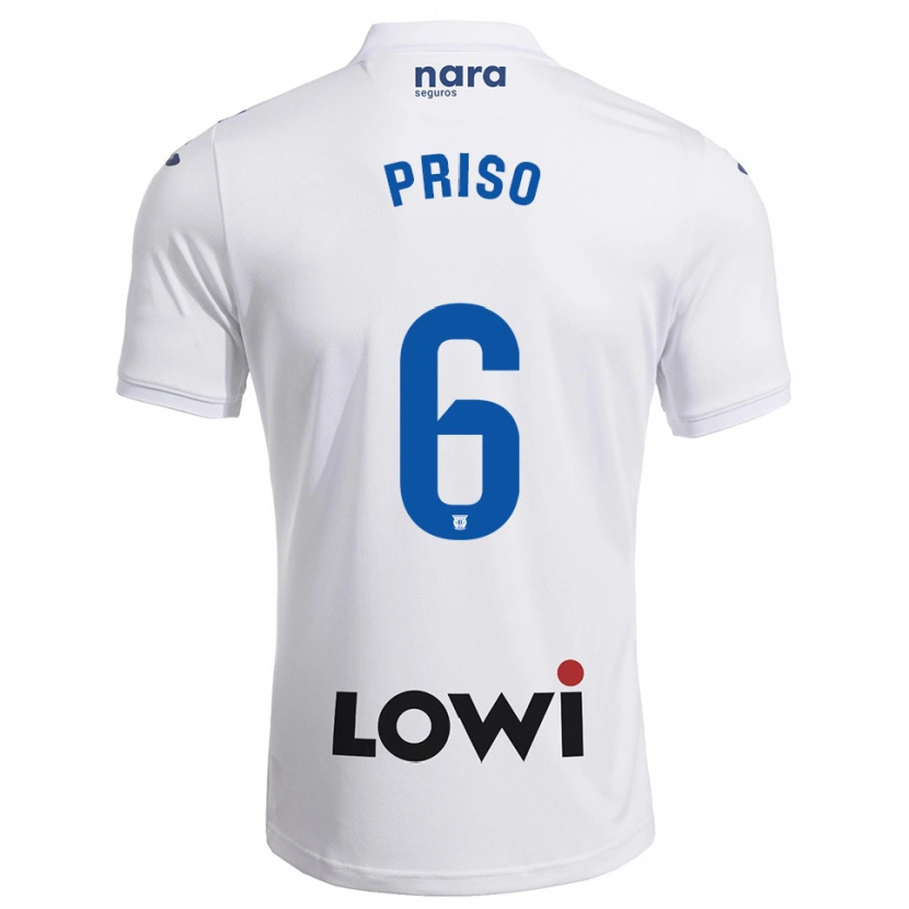 Danxen Dzieci Mike Priso #6 Biało-Granatowy Domowa Koszulka 2025/26 Koszulki Klubowe