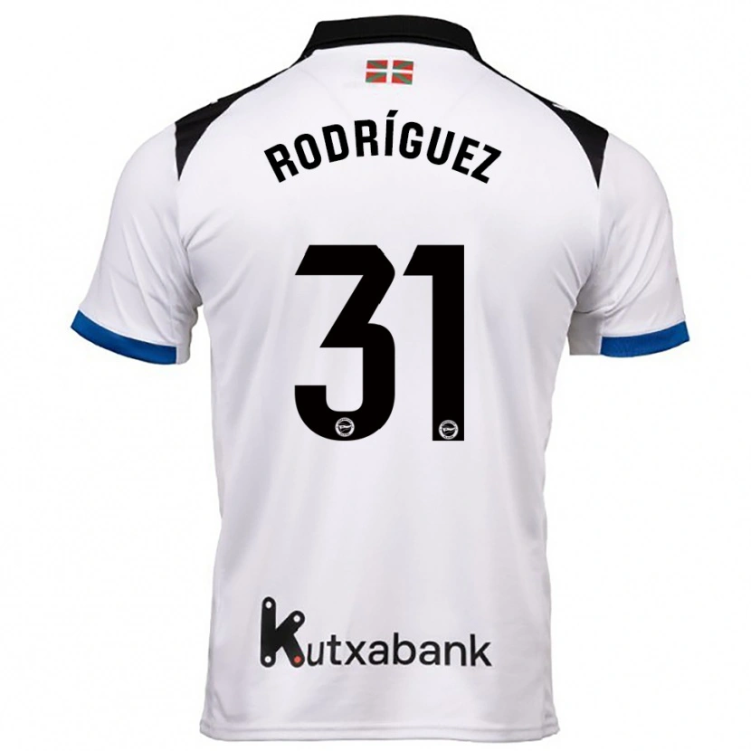 Danxen Dzieci Adrián Rodríguez #31 Biało-Niebieski Wyjazdowa Koszulka 2025/26 Koszulki Klubowe