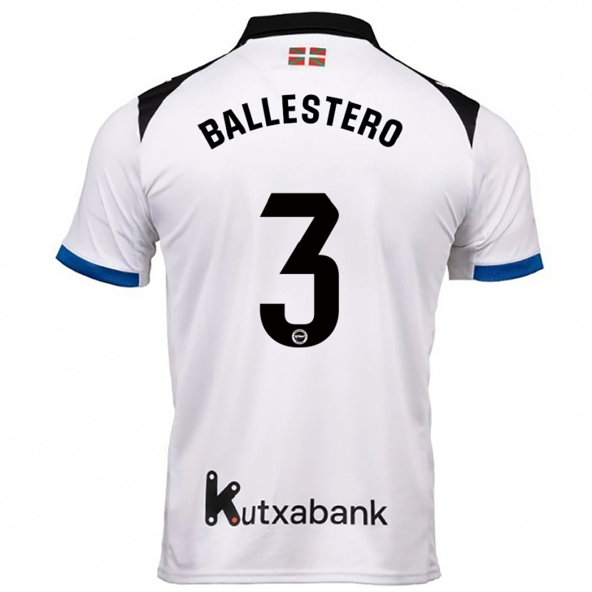 Danxen Dzieci Carlos Ballestero #3 Biało-Niebieski Wyjazdowa Koszulka 2025/26 Koszulki Klubowe