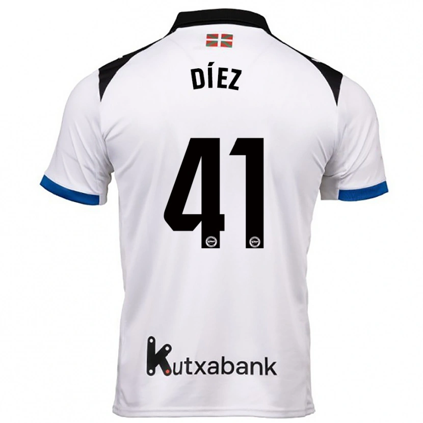 Danxen Dzieci Victor Díez #41 Biało-Niebieski Wyjazdowa Koszulka 2025/26 Koszulki Klubowe
