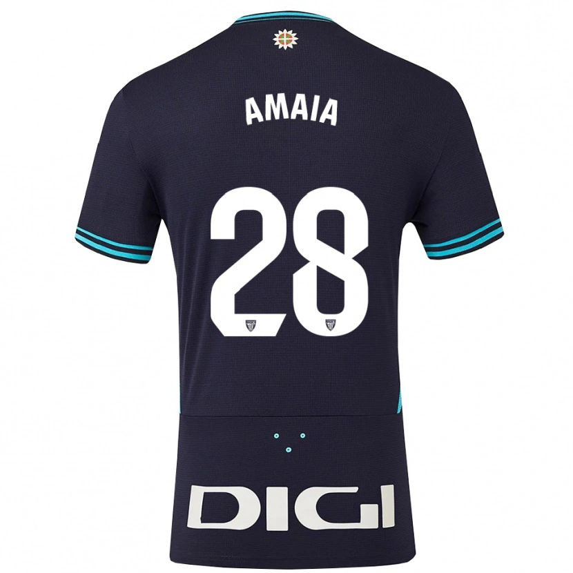 Danxen Dzieci Amaia Martinez De La Peña #28 Granatowo-Błękitny Wyjazdowa Koszulka 2025/26 Koszulki Klubowe