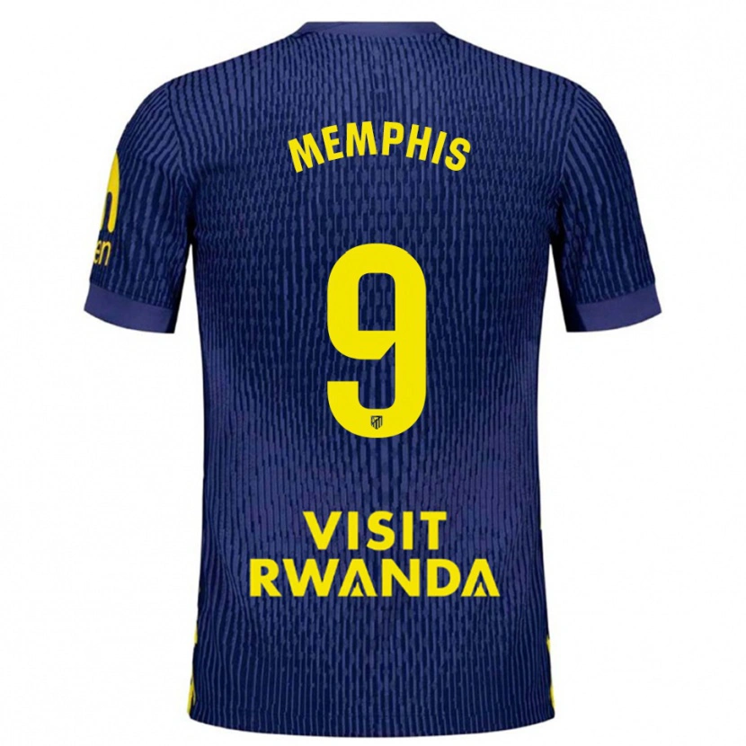 Danxen Dzieci Memphis Depay #9 Granatowo-Żółty Wyjazdowa Koszulka 2025/26 Koszulki Klubowe