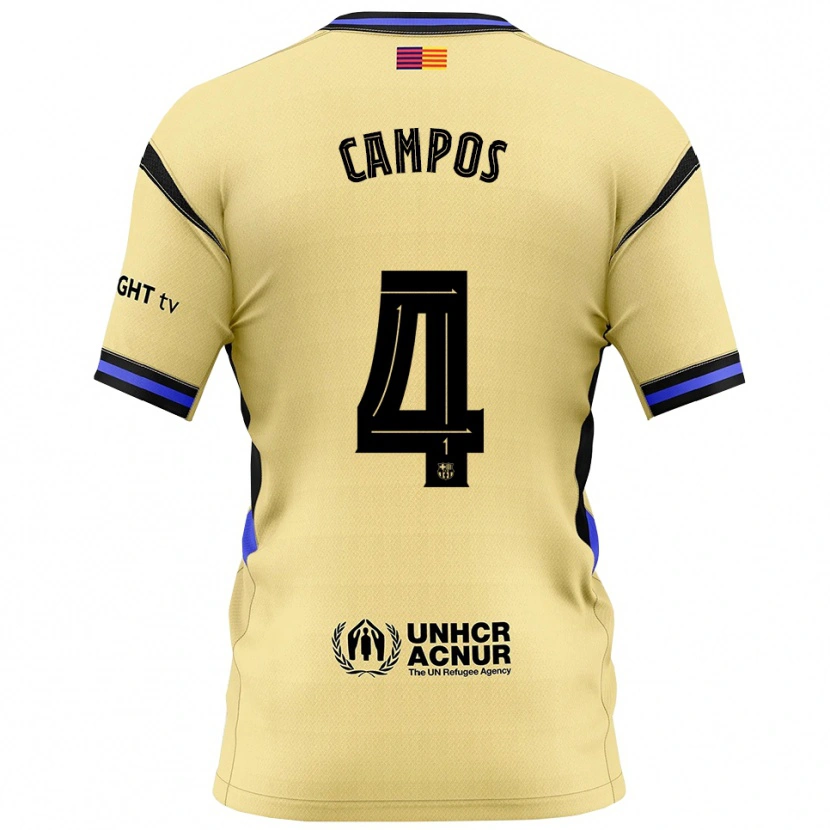 Danxen Dzieci Alex Campos #4 Żółto-Czarny Wyjazdowa Koszulka 2025/26 Koszulki Klubowe