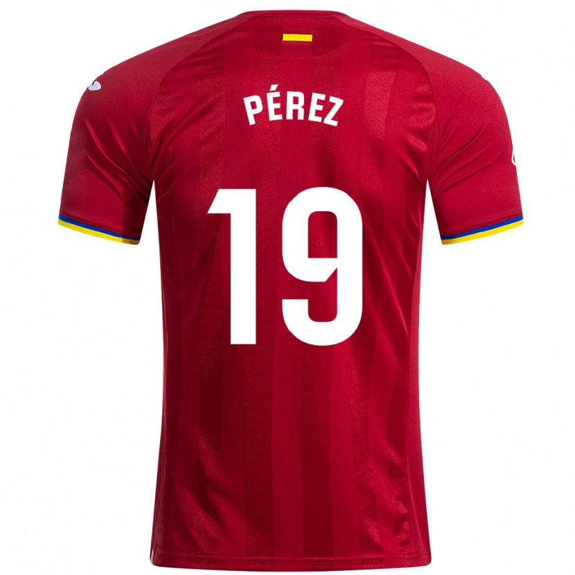 Danxen Dzieci Joselu Pérez #19 Czerwono-Żółto-Niebieski Wyjazdowa Koszulka 2025/26 Koszulki Klubowe
