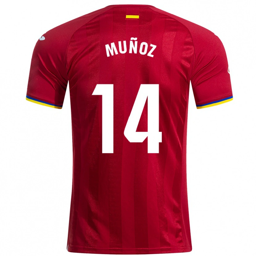 Danxen Dzieci Javi Muñoz #14 Czerwono-Żółto-Niebieski Wyjazdowa Koszulka 2025/26 Koszulki Klubowe