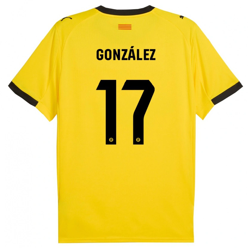 Danxen Dzieci Mario González #17 Żółto-Czarny Wyjazdowa Koszulka 2025/26 Koszulki Klubowe