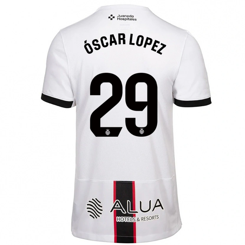 Danxen Dzieci Óscar López #29 Biało-Czarny Wyjazdowa Koszulka 2025/26 Koszulki Klubowe