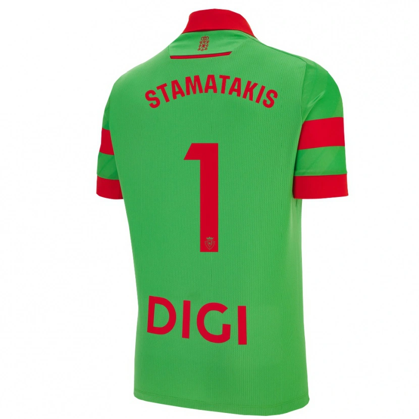 Danxen Dzieci Dimitrios Stamatakis #1 Zielono-Czerwony Wyjazdowa Koszulka 2025/26 Koszulki Klubowe