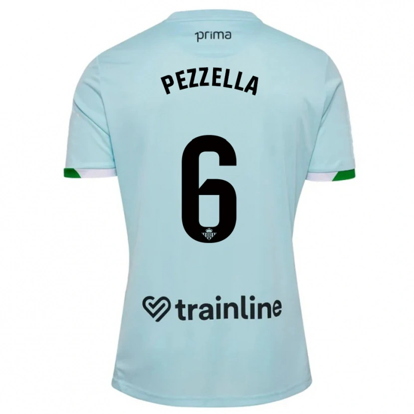 Danxen Dzieci German Pezzella #6 Błękitno-Zielony Wyjazdowa Koszulka 2025/26 Koszulki Klubowe