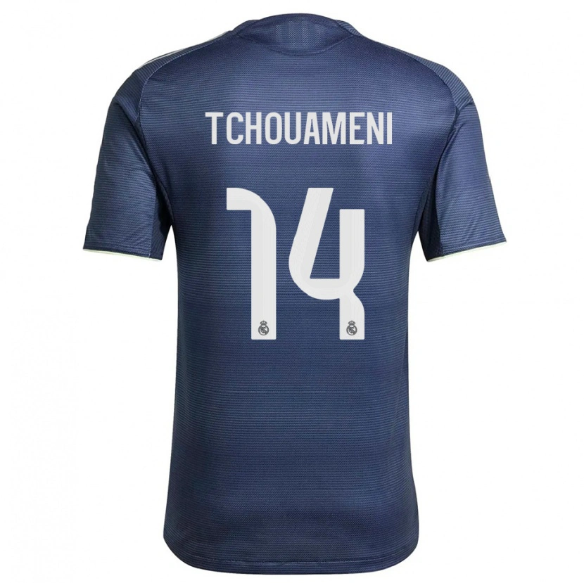 Danxen Dzieci Aurélien Tchouaméni #14 Granatowo-Srebrny Wyjazdowa Koszulka 2025/26 Koszulki Klubowe