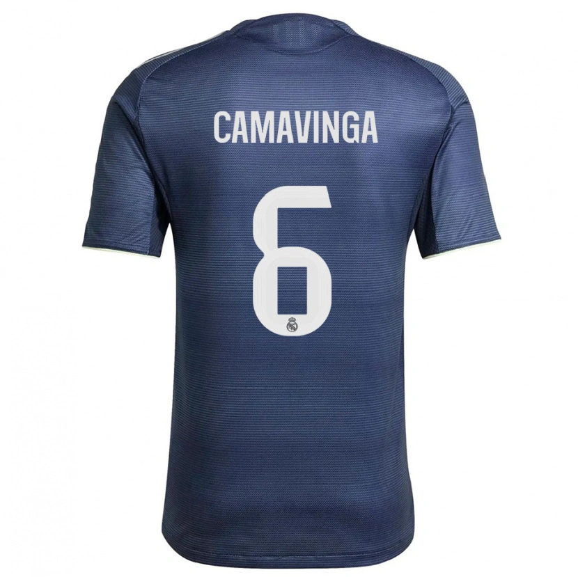 Danxen Dzieci Eduardo Camavinga #6 Granatowo-Srebrny Wyjazdowa Koszulka 2025/26 Koszulki Klubowe