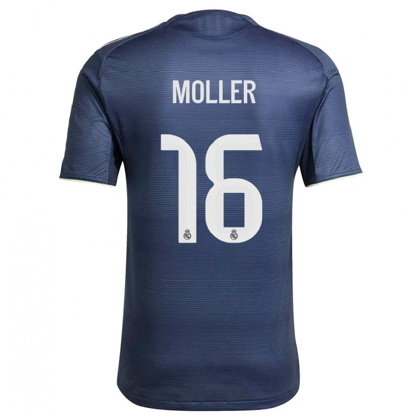 Danxen Dzieci Caroline Moller #16 Granatowo-Srebrny Wyjazdowa Koszulka 2025/26 Koszulki Klubowe